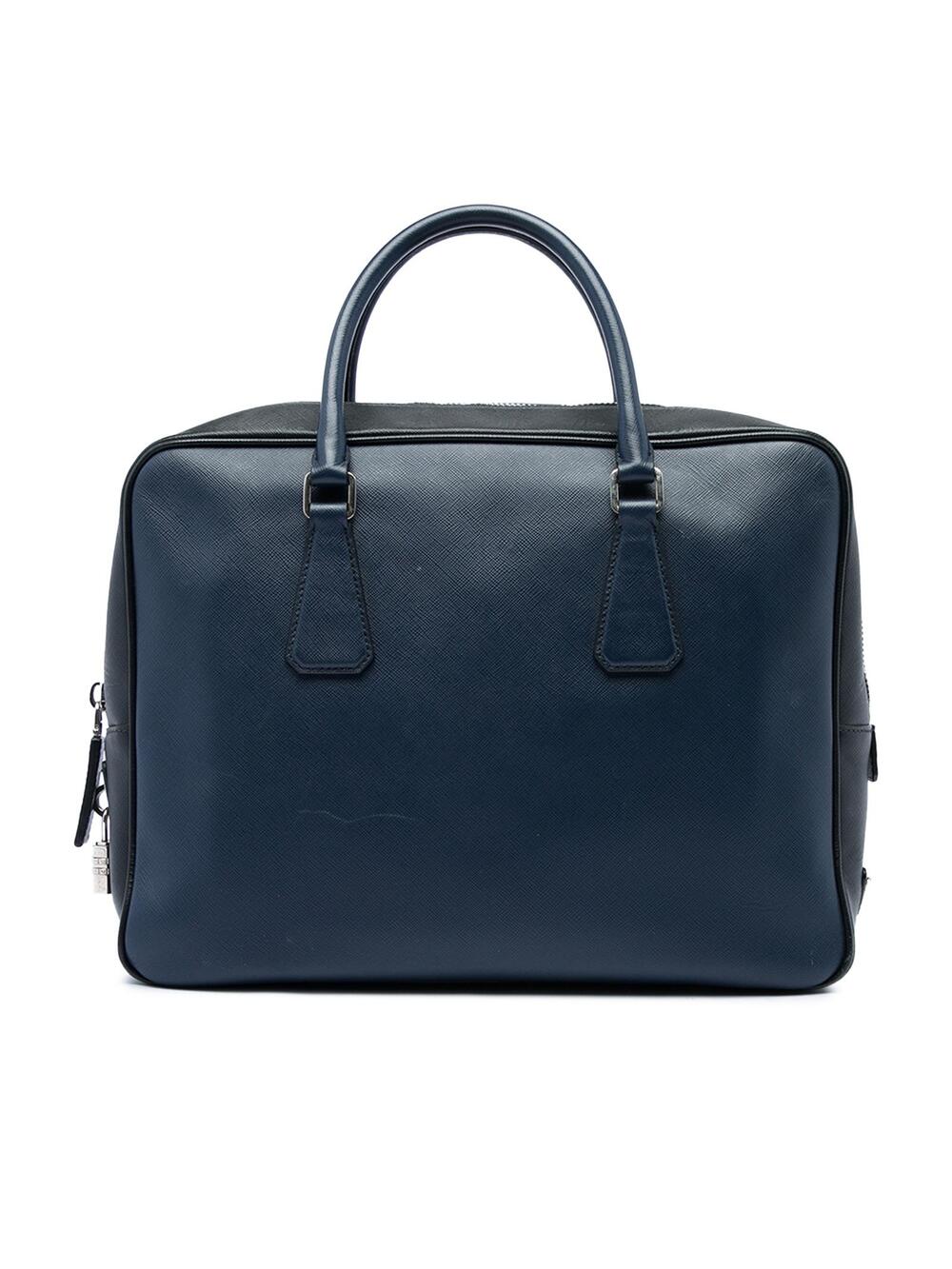 Prada Bicolor Saffiano Business Bag #374389P76B